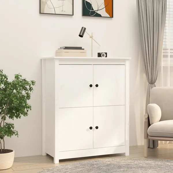 Gossi servanta, alb, 83x41,5x100 cm, lemn masiv de pin