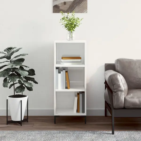 Gossi servanta, alb extralucios, 34,5x32,5x90 cm, lemn compozit