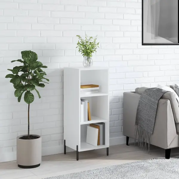 Gossi servanta, alb extralucios, 34,5x32,5x90 cm, lemn compozit