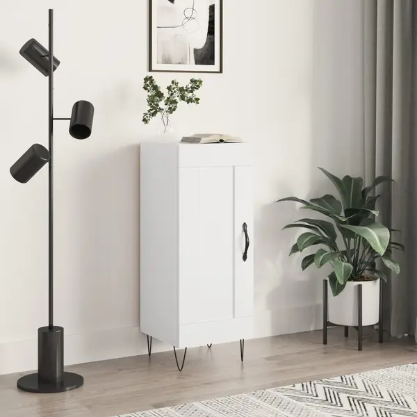 Gossi servanta, alb extralucios, 34,5x34x90 cm, lemn compozit
