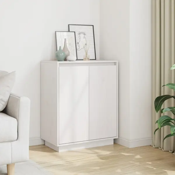 Gossi servanta alba 60x34x75 cm din lemn masiv de pin