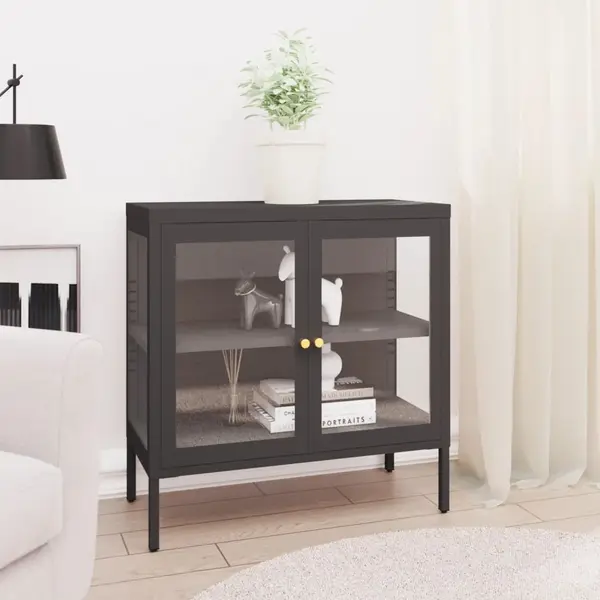 Gossi servanta, antracit, 70x35x70 cm, otel si sticla