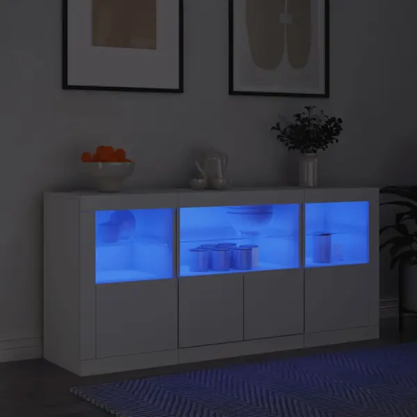 Gossi servanta cu lumini led, alb, 142,5x37x67 cm