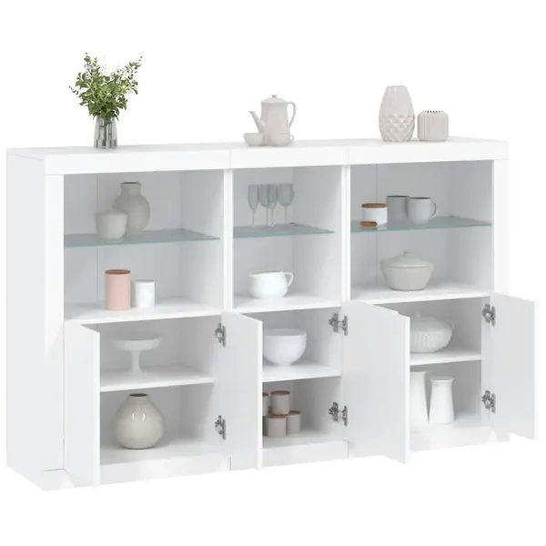 Gossi servanta cu lumini led, alb, 162x37x100 cm