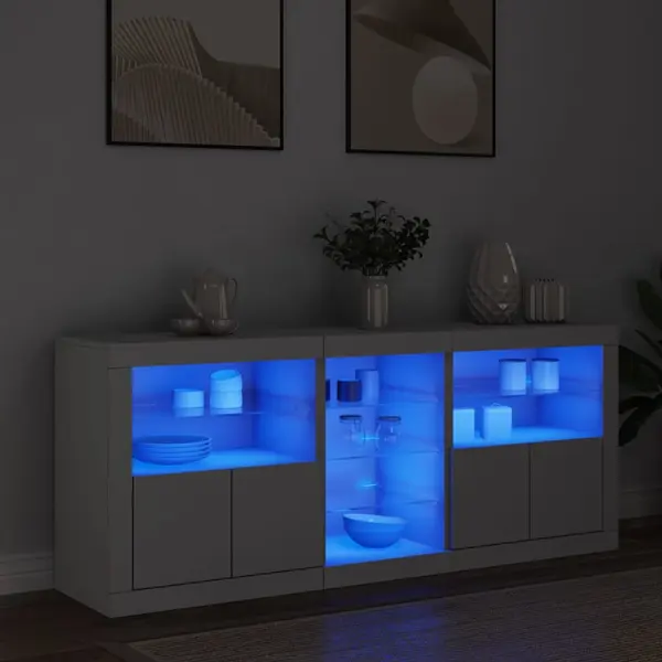 Gossi servanta cu lumini led, alb, 162x37x67 cm