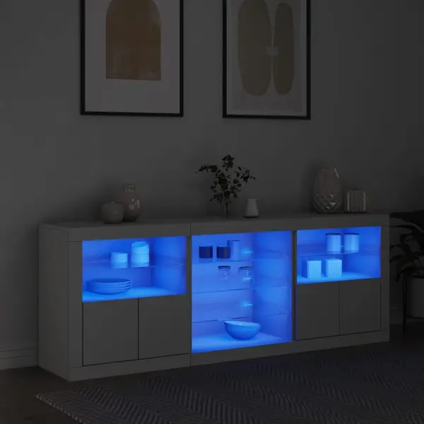 Gossi servanta cu lumini led, alb, 181,5x37x67 cm