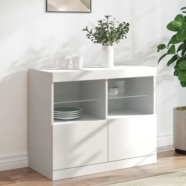 Gossi servanta cu lumini led, alb, 81x37x67 cm