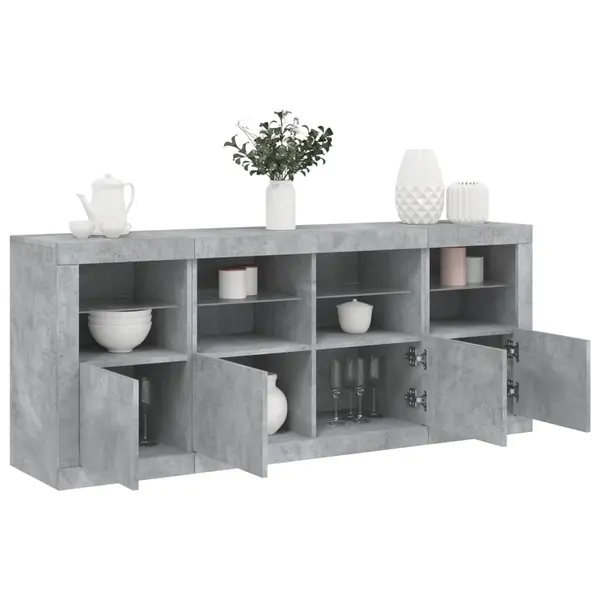 Gossi servanta cu lumini led, gri beton, 163x37x67 cm
