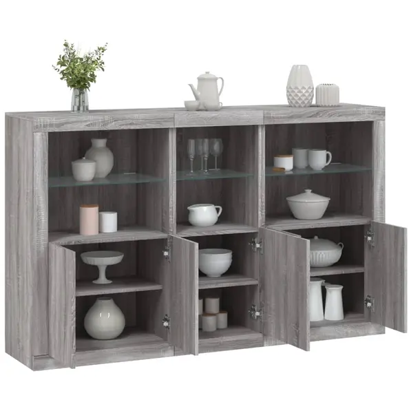 Gossi servanta cu lumini led, gri sonoma, 162x37x100 cm