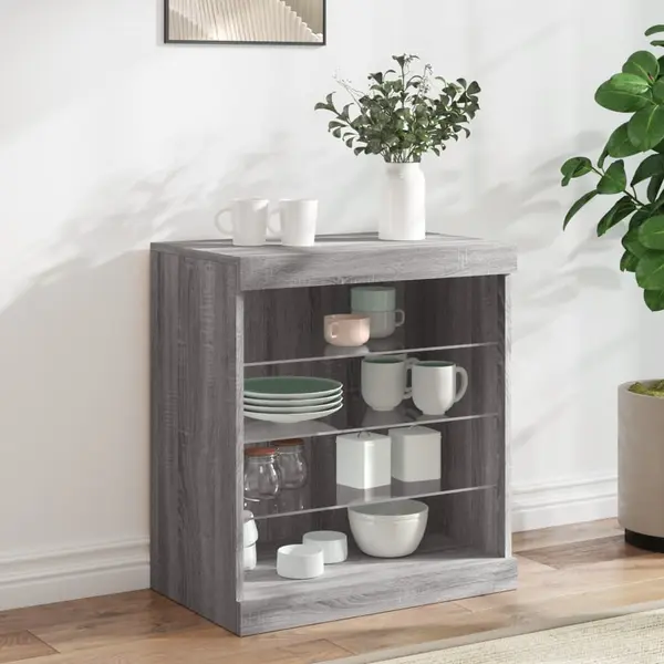 Gossi servanta cu lumini led, gri sonoma, 60,5x37x67 cm