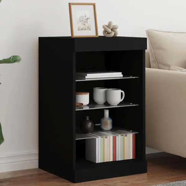 Gossi servanta cu lumini led, negru, 41x37x67 cm
