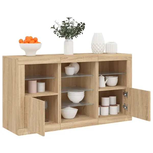 Gossi servanta cu lumini led, stejar sonoma, 123x37x67 cm