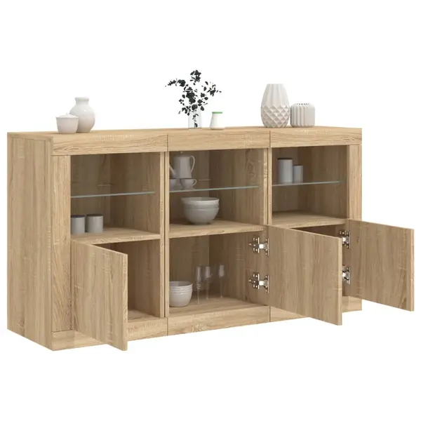 Gossi servanta cu lumini led, stejar sonoma, 123x37x67 cm