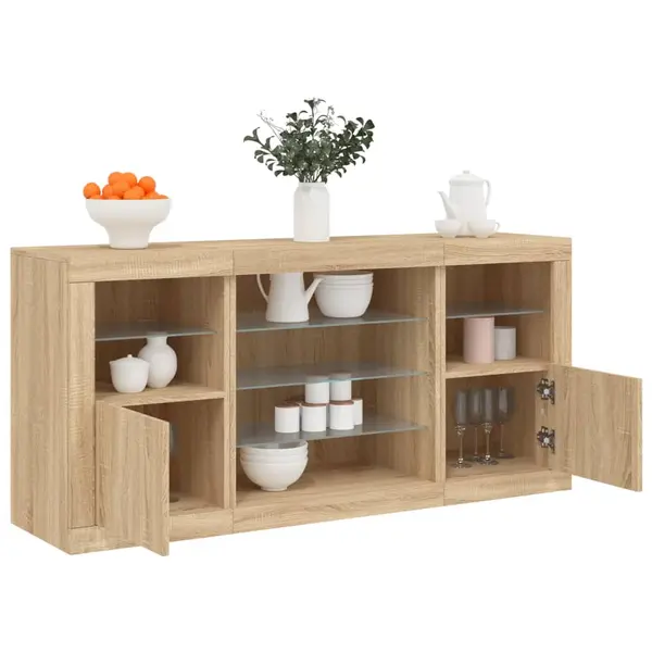 Gossi servanta cu lumini led, stejar sonoma, 142,5x37x67 cm