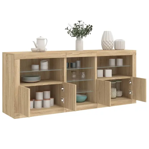 Gossi servanta cu lumini led, stejar sonoma, 162x37x67 cm