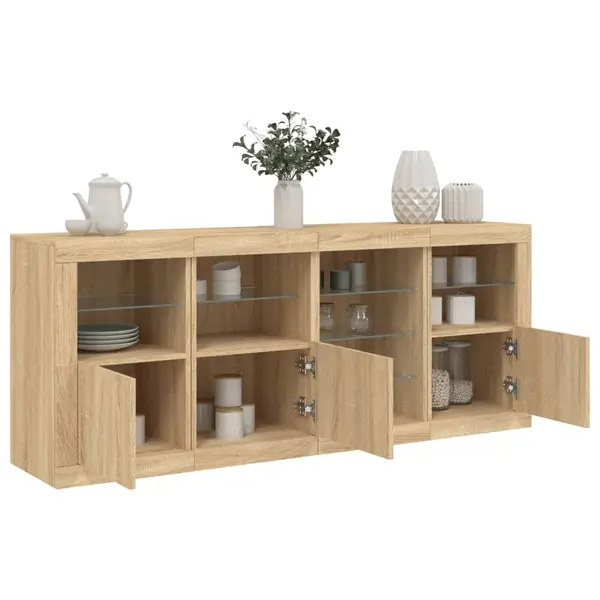 Gossi servanta cu lumini led, stejar sonoma, 164x37x67 cm