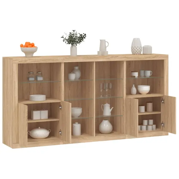 Gossi servanta cu lumini led, stejar sonoma, 202x37x100 cm