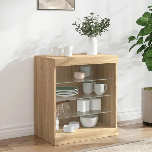 Gossi servanta cu lumini led, stejar sonoma, 60,5x37x67 cm