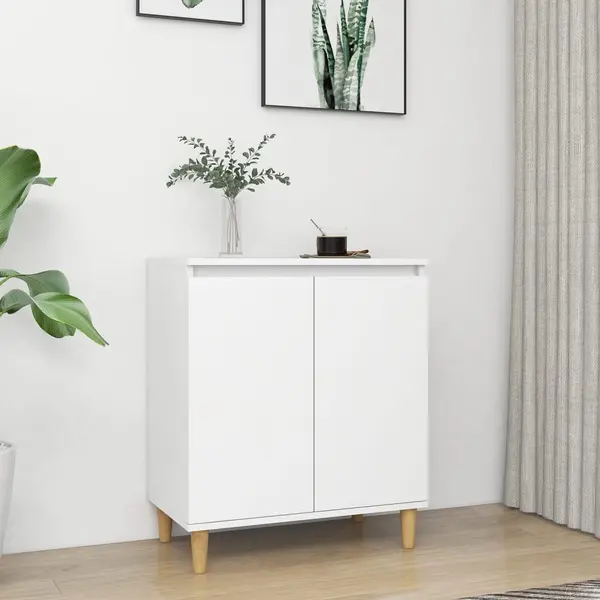 Gossi servanta cu picioare din lemn masiv, alb, 60x35x70 cm, pal