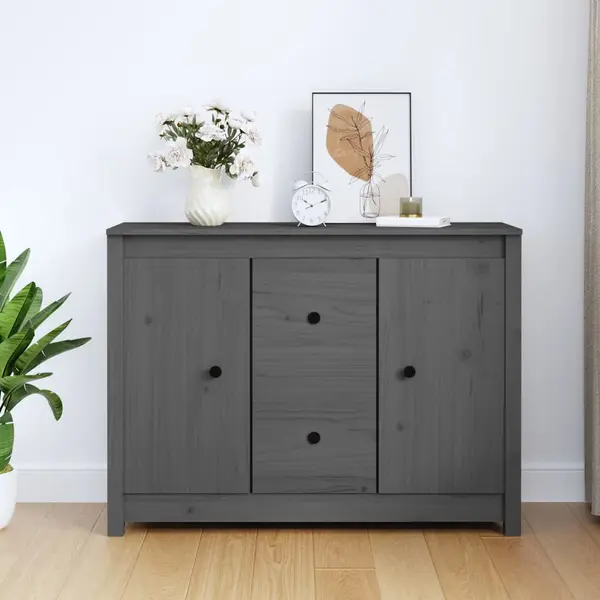 Gossi servanta, gri, 100x35x74 cm, lemn masiv de pin