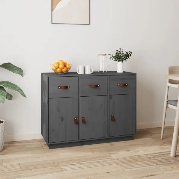 Gossi servanta, gri, 100x40x75 cm, lemn masiv de pin