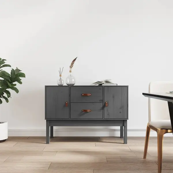 Gossi servanta, gri, 110x40x78 cm, lemn masiv de pin