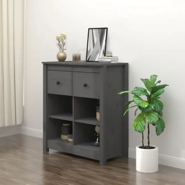Gossi servanta, gri, 70x35x80 cm, lemn masiv de pin