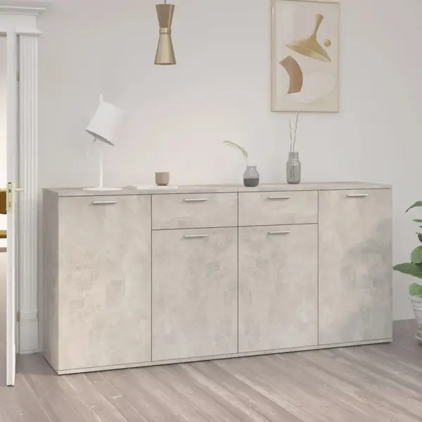 Gossi servanta, gri beton, 160x36x75 cm, lemn prelucrat