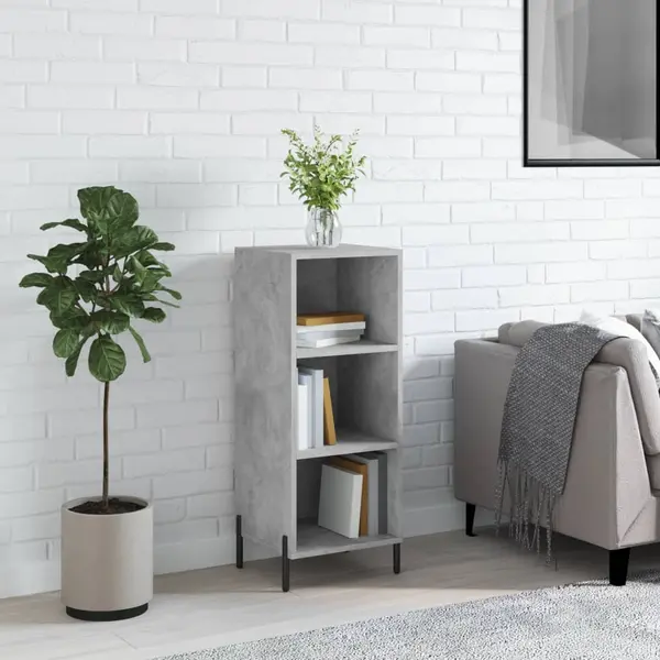 Gossi servanta, gri beton, 34,5x32,5x90 cm, lemn prelucrat