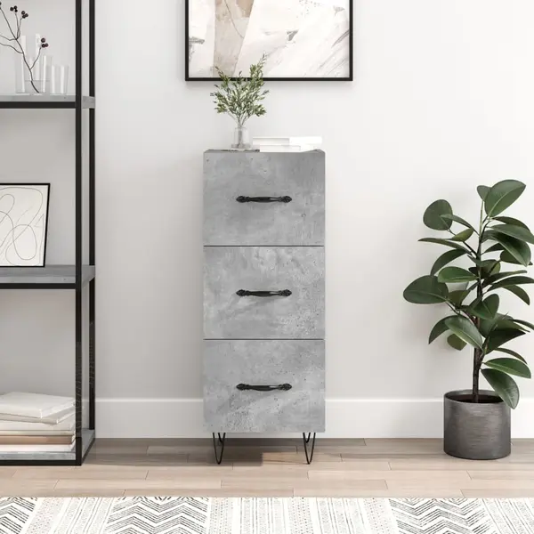 Gossi servanta, gri beton, 34,5x34x90 cm, lemn compozit