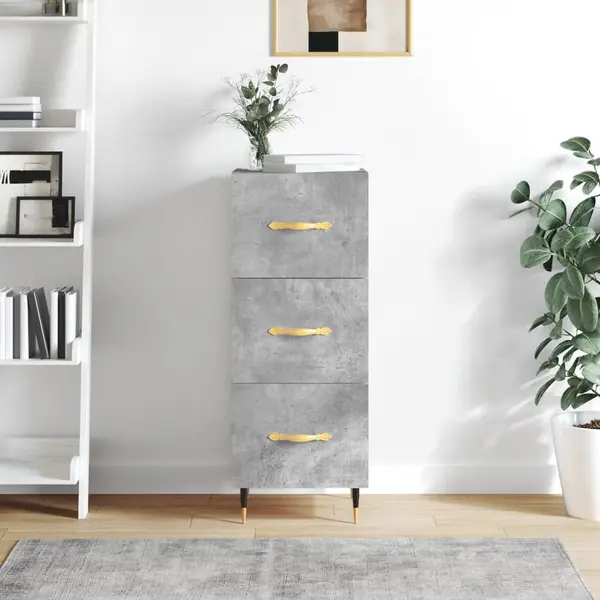 Gossi servanta, gri beton, 34,5x34x90 cm, lemn compozit