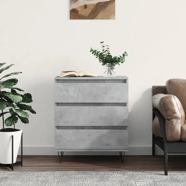Gossi servanta, gri beton, 60x35x70 cm, lemn prelucrat