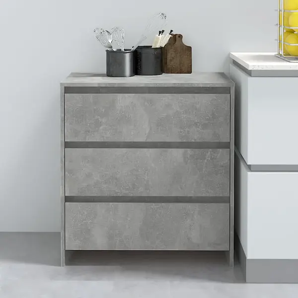 Gossi servanta, gri beton, 70x41x75 cm, lemn prelucrat