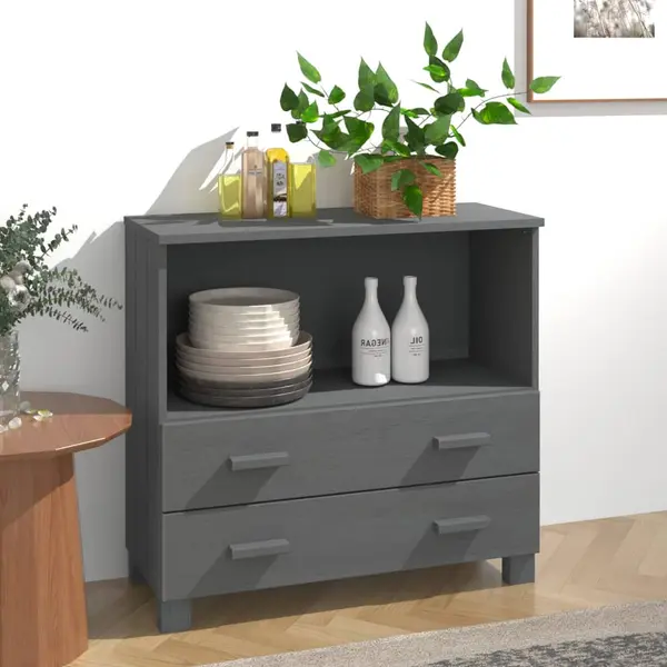 Gossi servanta „hamar”, gri inchis, 85x35x80 cm, lemn masiv pin