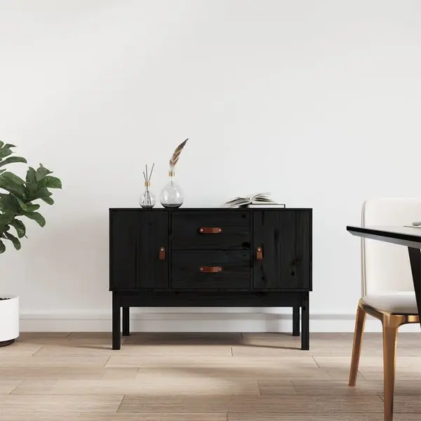 Gossi servanta, negru, 110x40x78 cm, lemn masiv de pin
