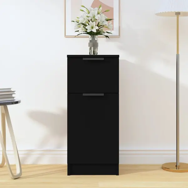 Gossi servanta, negru, 30x30x70 cm, lemn prelucrat