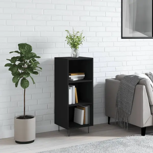 Gossi servanta, negru, 34,5x32,5x90 cm, lemn compozit