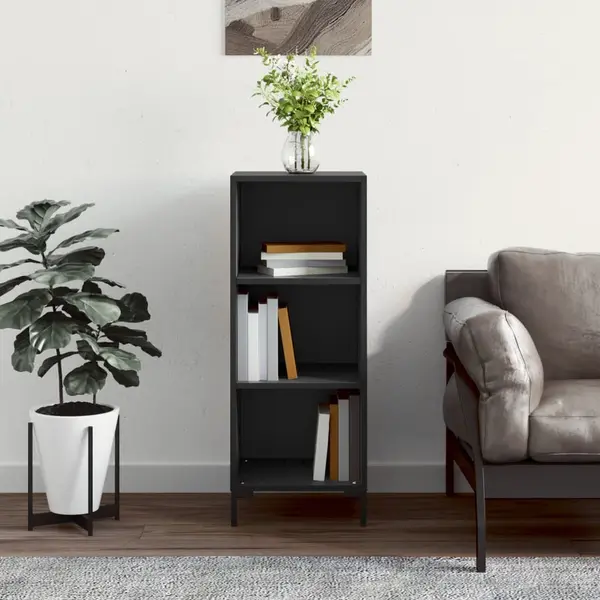 Gossi servanta, negru, 34,5x32,5x90 cm, lemn compozit