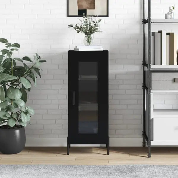 Gossi servanta, negru, 34,5x34x90 cm, lemn compozit