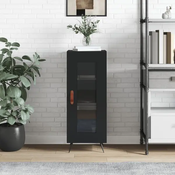 Gossi servanta, negru, 34,5x34x90 cm, lemn compozit