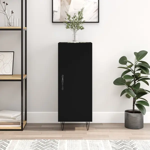 Gossi servanta, negru, 34,5x34x90 cm, lemn compozit