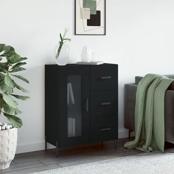 Gossi servanta, negru, 69,5x34x90 cm, lemn compozit