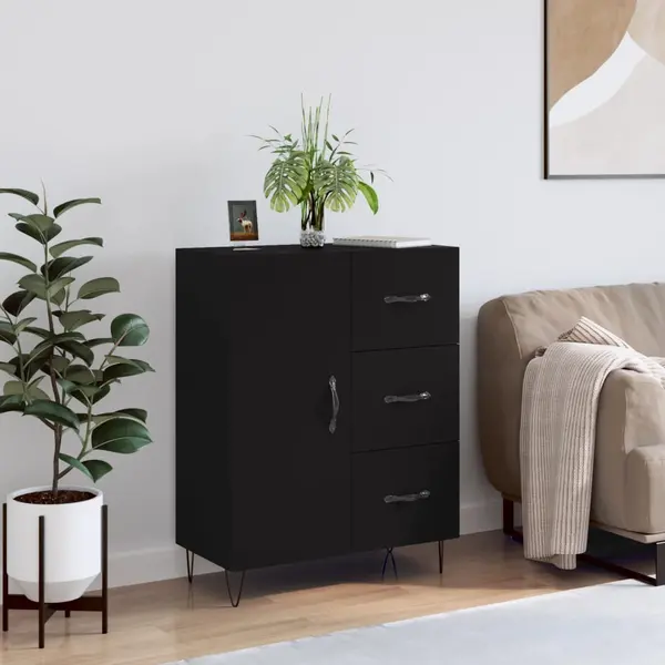Gossi servanta, negru, 69,5x34x90 cm, lemn compozit