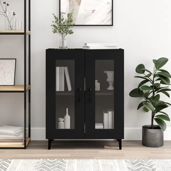 Gossi servanta, negru, 69,5x34x90 cm, lemn prelucrat