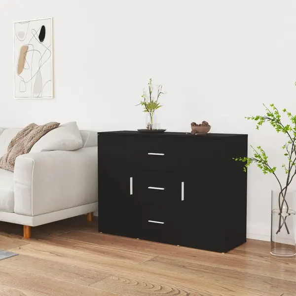 Gossi servanta, negru, 91x29,5x65 cm, lemn prelucrat