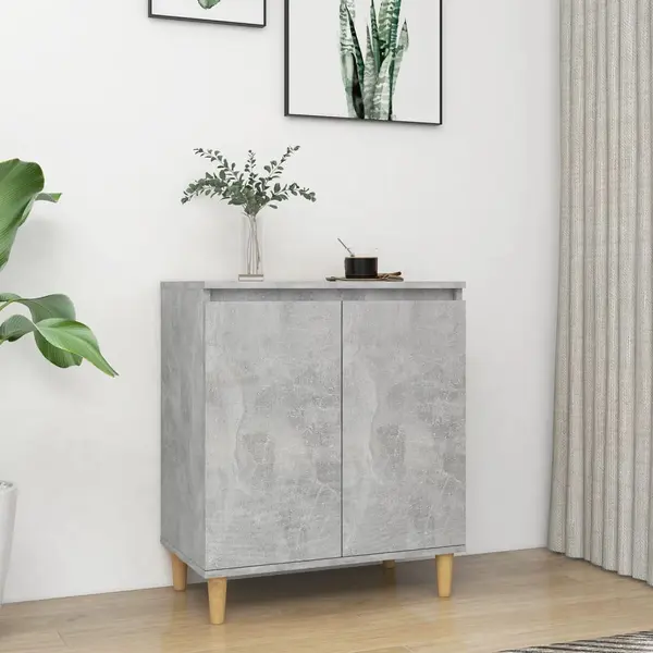 Gossi servanta & picioare lemn masiv, gri beton, 60x35x70 cm, pal