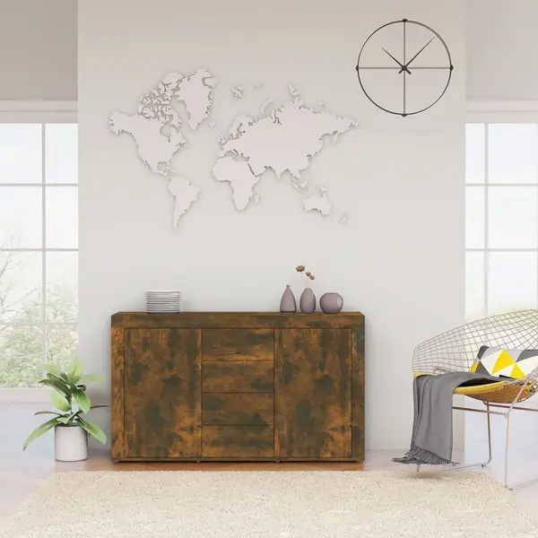 Gossi servanta, stejar fumuriu, 120x36x69 cm, lemn compozit