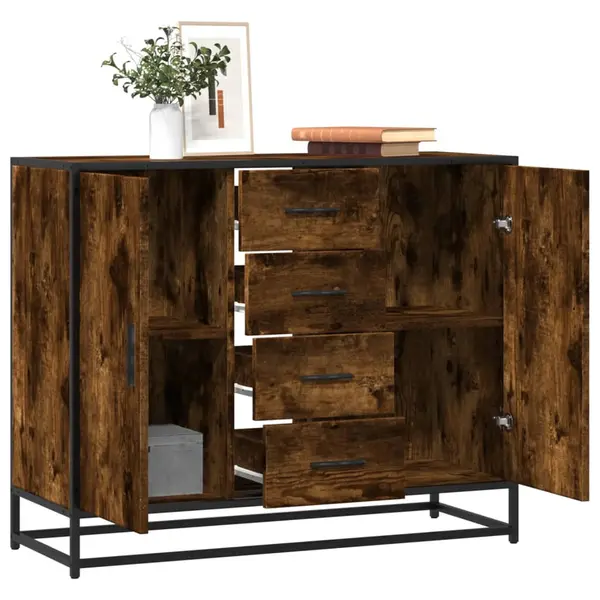 Gossi servanta, stejar fumuriu, 92x35x76 cm, lemn compozit