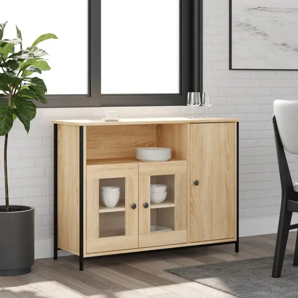 Gossi servanta, stejar sonoma, 100x35x75 cm, lemn prelucrat