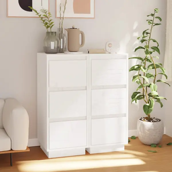 Gossi servante, 2 buc., alb, 32x34x75 cm, lemn masiv de pin